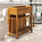IDZO Natural 3-Piece Bistro Set: Foldable 400lbs Chairs, 220lbs Shelf Table - Image 4