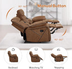 EBELLO Manual Recliner Sofa Set, Faux Leather Reclining Living Room Furniture - Image 4