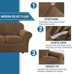 H.VERSAILTEX High Stretch Sofa Slipcover 4 Piece Cover Velvet Furniture - Image 3
