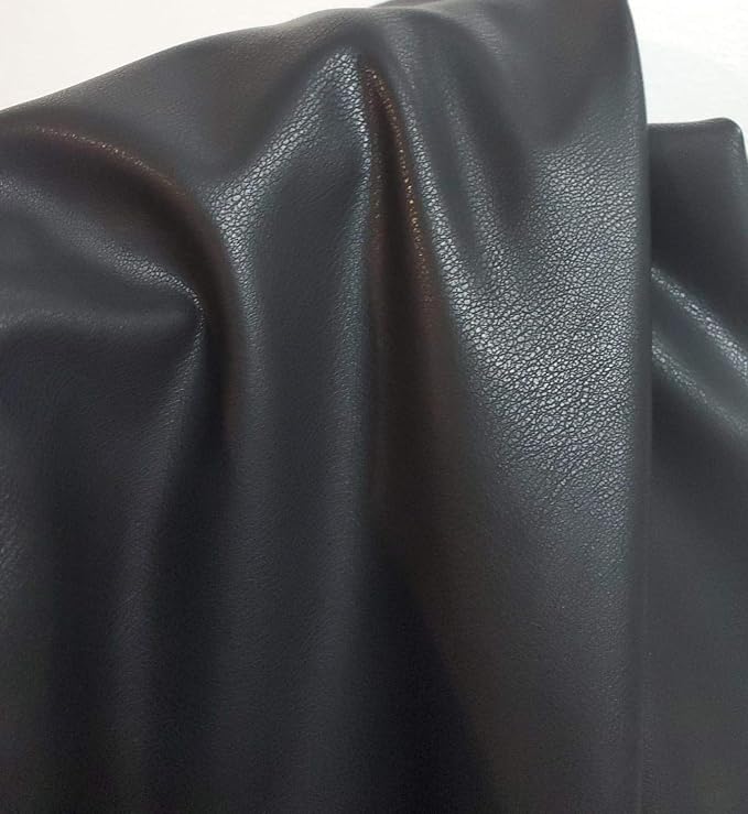 Black Faux PU Leather Sheet Fabric by the Yard Synthetic Thin Pleather 0.7 mm by NATLeathers