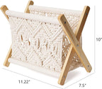 Mkono Macrame Magazine Rack Boho Storage Holder Standing Basket - Image 6