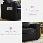 TYBOATLE Black Faux Leather Sofa Sectional Couches - Image 4