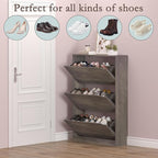BORNOON Shoe Cabinet with 3 Flip Drawers, Hidden Wood Shoe Cabinet, - Image 4