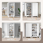 Yizosh Metal Pantry Cabinet, - Image 5