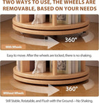 Muwuele Solid Wood Rotating Bookshelf on Wheels, 4 Tier, Round Revolving - Image 5