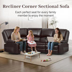 Yolsali Manual Reclining Sectional Sofa Set, 4 Seats Soft Leather Recliner - Image 3
