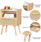 Lerliuo Rattan Nightstands Set of 2, Boho Side Table - Image 6