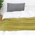BOURINA Olive Green Throw Blanket 50x60 Inches Throw Textured Solid Soft Sofa - Image 3