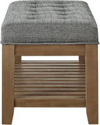 24KF Large Rectangular Upholstered Tufted Linen Fabric Ottoman Bench, Padded - Image 7