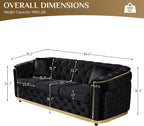 DAMAIFROM Velvet Couch Black and Gold Sofa Luxury Loveseat 84.6" Mid Century - Image 2