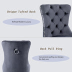 KCC Velvet Dining Chairs Set of 2, Upholstered High-end Tufted Dining Room Chair - Image 5