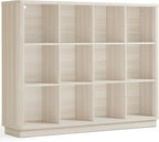 Joaxswe 12 Cube Storage Organizer, Wood Floor Standing 3-Tier Cubby Bookcase by Joaxswe