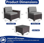 Outdoor Patio Furniture Set, 6 Pieces Outdoor Sectional Furniture High Backrest - Image 2