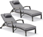 HOMREST Chaise Lounge Chairs Set of 2, PE Rattan Wicker Patio Lounge Chair - Image 3