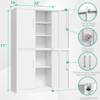 Metal Storage Cabinet with 3 Adjustable Shelves, Tall Steel Pantry Cabinets 4 - Image 3