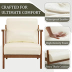 Modern Accent Chair and Ottoman Set, Mid-Century Faux Leather Upholstered - Image 4