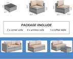 Shintenchi 7 Pieces Outdoor Patio Furniture Sets, Patio Sectional Sofa Couch - Image 7