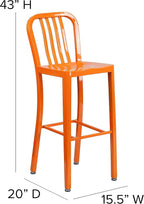 Flash Furniture Gael Commercial Grade 2 Pack 30" High Orange Metal - Image 3