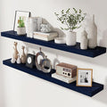 fuqing Dark Blue Floating Shelves 48 Inch, Solid Wooden Wall Shelves Set of 2 by Fuqing
