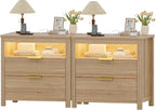HNEBC Nightstand Set of 2 with Gun Drawer, Nightstands with Hidden Compartment by HNEBC