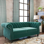 Mid-Century 2 Seater Sofa, Velvet Loveseat by YUCHIATHSoulFurniture