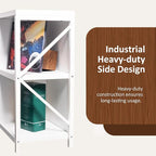 6 Cube Storage Organizer Bookshelf, Industrial Horizontal Bookcase, Accent - Image 5