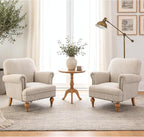 Khaki Striped Linen Fabric Accent Chair, Modern Farmhouse Upholstered Armchair - Image 5