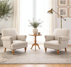 Khaki Striped Linen Fabric Accent Chairs Set of 2, Modern Farmhouse Upholstered - Image 7