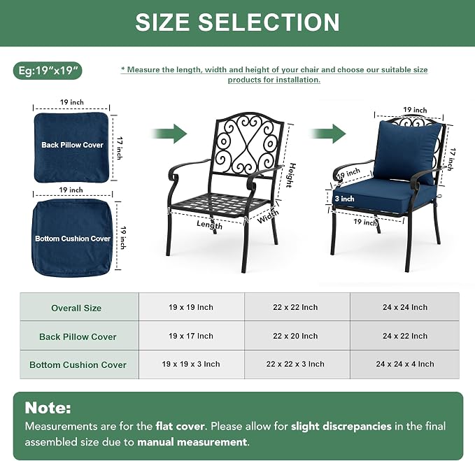 Summsun Outdoor Chair Cushions, Faux Linen Backrest and Seat Cushion Set - Image 7