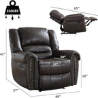 CANMOV Leather Recliner Chair Set of 2, Classic and Traditional Manual Recliner - Image 2