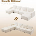 143.8" Modular Sectional Sofa Modern Chenille U Shaped Couch - Image 8