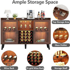 Loomie Wine Bar Cabinet with LED Light, Home Coffee Cabinet with Wine Rack and - Image 4