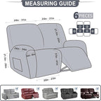 ANARACHON Leather Look Loveseat Recliner Cover, 6-Pieces Stretch Dual Recliner - Image 3