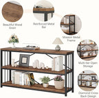 LVB Rustic 3 Tier Entryway Table, Industrial Long Wood Sofa Table Behind Couch - Image 5