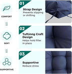 Set of 2 Outdoor Square Seat Cushions Waterproof Patio Seat Pad Floral Rocking - Image 5