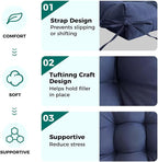 Set of 2 Outdoor Floral Square Seat Cushions Waterproof Patio Seat Pad Blue - Image 5