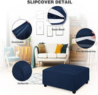 NeColorLife Ottoman Cover Rectangle Oversize Slipcover Stretch Footrest Stool - Image 2