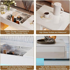 White Modern Coffee Table with Hidden Storage - Image 4