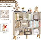 LEYAOYAO 10 Cube Bookshelf, 3 Tier Modern Wide Bookcase - Image 2