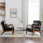 Deolme Mid Century Modern Accent Chair Living Room- Comfy Solid Wood Arm Chair - Image 4