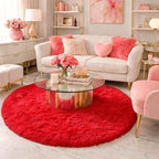 Red Small Round Rug 3Ft for Boys Bedroom, Fluffy Shag Circle Area Rugs for Kids - Image 5
