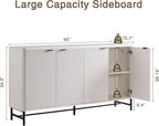 Fatmok 65" Buffet Cabinet with Storage, Fluted Credenza Sideboard with 4 Doors - Image 2