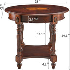 LEEMTORIG Oval Round End Table, 2-Tier Cherry Wood End Table Solid Wood Side - Image 3