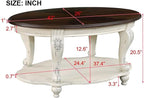 Oval Wood Coffee Table for Living Room, 2-Tier Solid Wood Coffee Table - Image 3