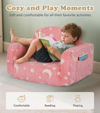 Kids Couch, 2-in-1 Soft Toddler Couch Fold Out - Image 4