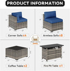 Aoxun Patio Furniture Sets, 15-Piece Outdoor Patio Furniture - Image 2