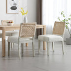 LZAREAL Farmhouse Dining Chairs Set of 4 Linen Fabric Upholstered Accent Side - Image 4