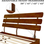 Bme Caden King Size Bed Frame and Adjustable Headboard, 15 Inch Mid Century - Image 4