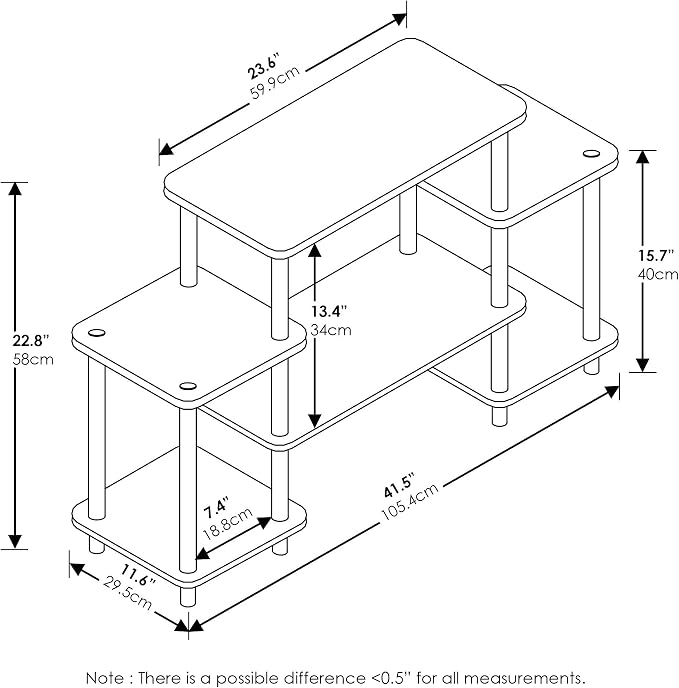 Furinno Turn-N-Tube No Tools Entertainment Center, Square corner, Dark Walnut - Image 3