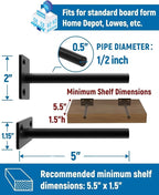 LEOPO Black 6-Pack 5 inch Floating Shelf Brackets, Hidden Shelf Bracket - Image 3